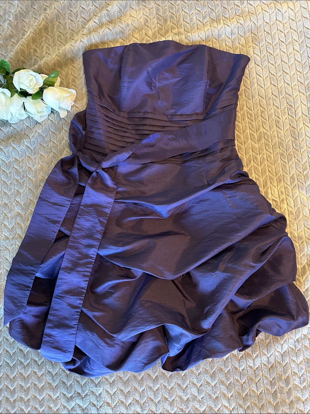 Daisy Strapless Dark Purple Party Dress with Sash-S